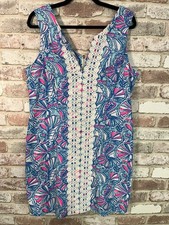 Lilly Pulitzer for Target "My Fans" Shift Dress Embroidered Sz 16 Resortwear