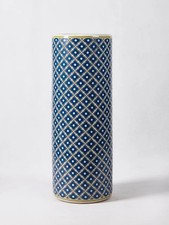 🇬🇧UK SELLER  24” Porcelain Umbrella Stand, Beautiful Blue/Gold Diamond Design