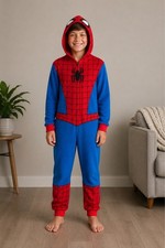Marvel Spider-Man Boys Hooded One Piece Pajamas Sleeper Size M