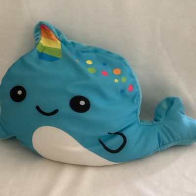 Plush Blue Narwhal 2 Scoops Scented Microbead Unicorn Whale Rainbow 21''x14''