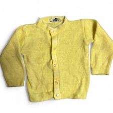 Vintage 1950s newborn pale yellow Orlon acrylic knit sweater w tiny deer motif
