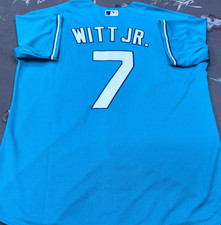 Bobby Witt Jr. #7 Royals Light Blue Cool Base Sewn Stitched Jersey.