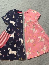 Lot Of Two Cotton unicorn Dresses: Mini Boden Girls S4/5 And Next S2-3 EUC