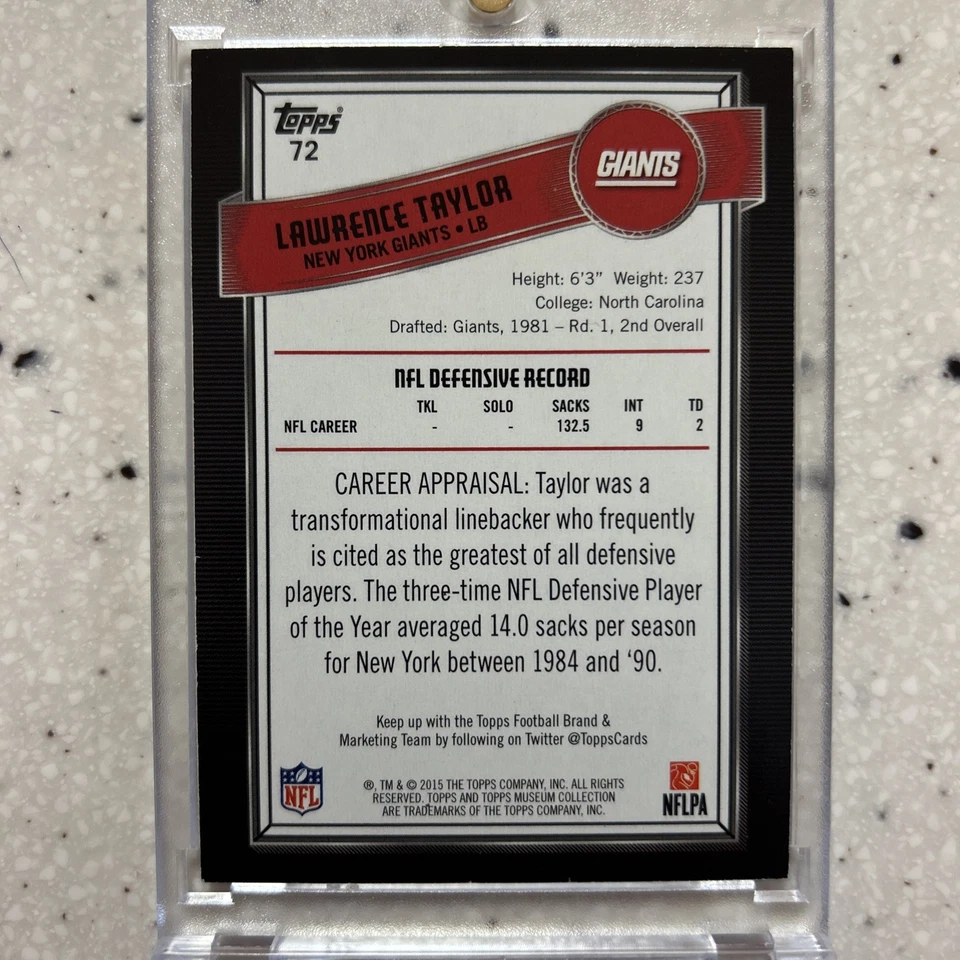 2015 Topps Lawrence Taylor Museum Collection /99 - Image 2 of 3