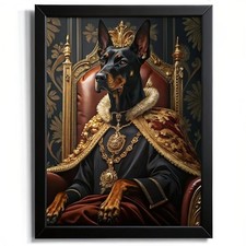 Royal Black Doberman Pinscher cane stampa artistica Doberman King arte da parete Doberman regalo