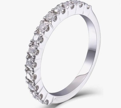 Halbe Eternity Ehering Ringe Sterlingsilber mit 18 Karat Weißgold vergoldet