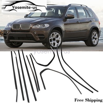 Stainless Steel Gloss Black For BMW X5 E70 2007-2013 Window Molding Trim Strips