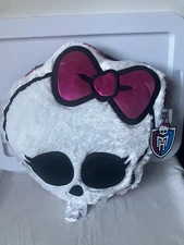 NWT New Monster High MH Y2K Fuzzy Skull Logo Throw Pillow Approx 16” Mattel