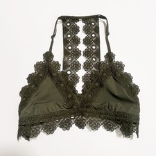 Aerie Lace Trim T Back Bralette Green Size M