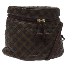 BOTTEGA VENETA INTRECCIATO Shoulder Bag Leather Brown Gold Auth 125244