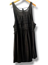 Black Crochet Bodice Tank Mini Dress / Coverup - Women Plus Size 3