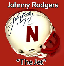 JOHNNY RODGERS AUTOGRAPHED SIGNED NEBRASKA CORNHUSKERS MINI HELMET wAP/COA