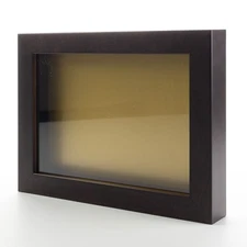 Dark Brown 4x6 Wood Shadow Box With Gold Acid-Free Backing 5/8 Usable Depth