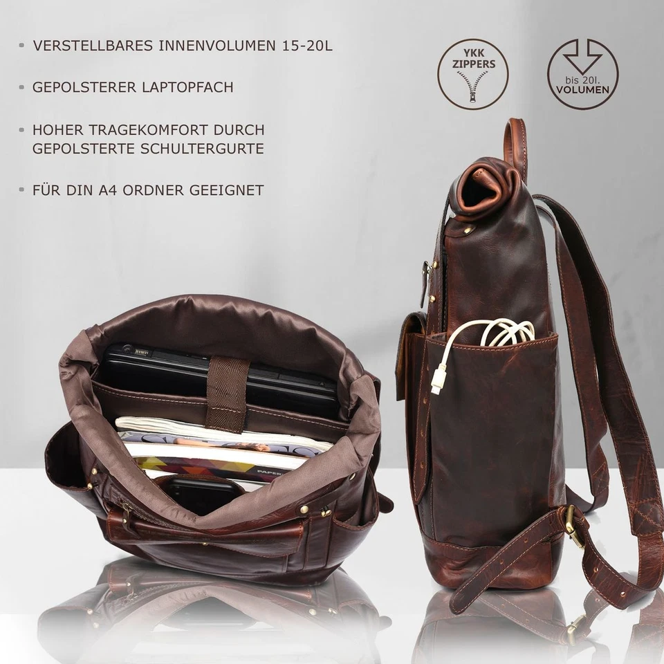 HANDGEFERTIGT Rucksack Leder Herren Damen - Bild 4 von 4