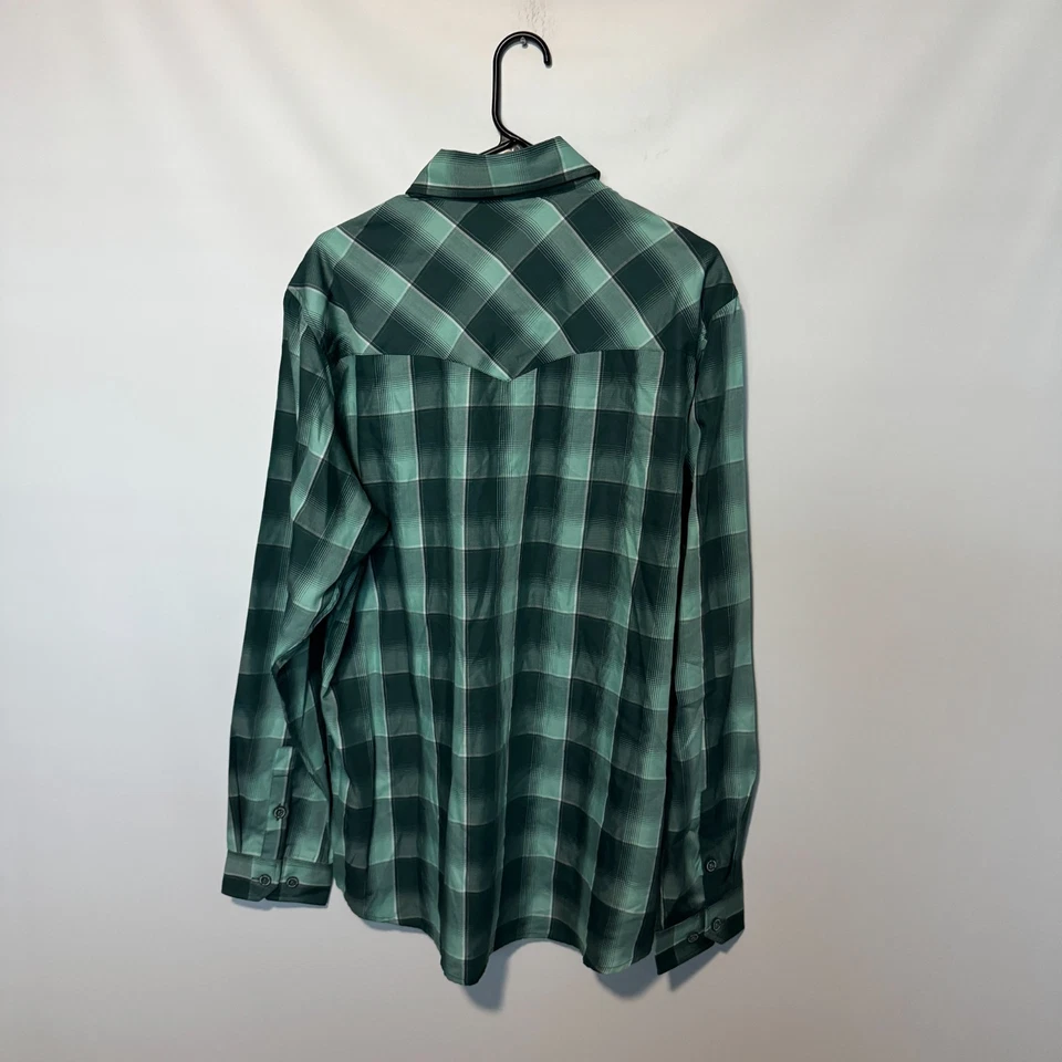 Dixxon 衬衫男式大号绿色粉红色格子 Bozeman Lasso 竹珍珠扣全新带标签 — 第 4/4 张图片