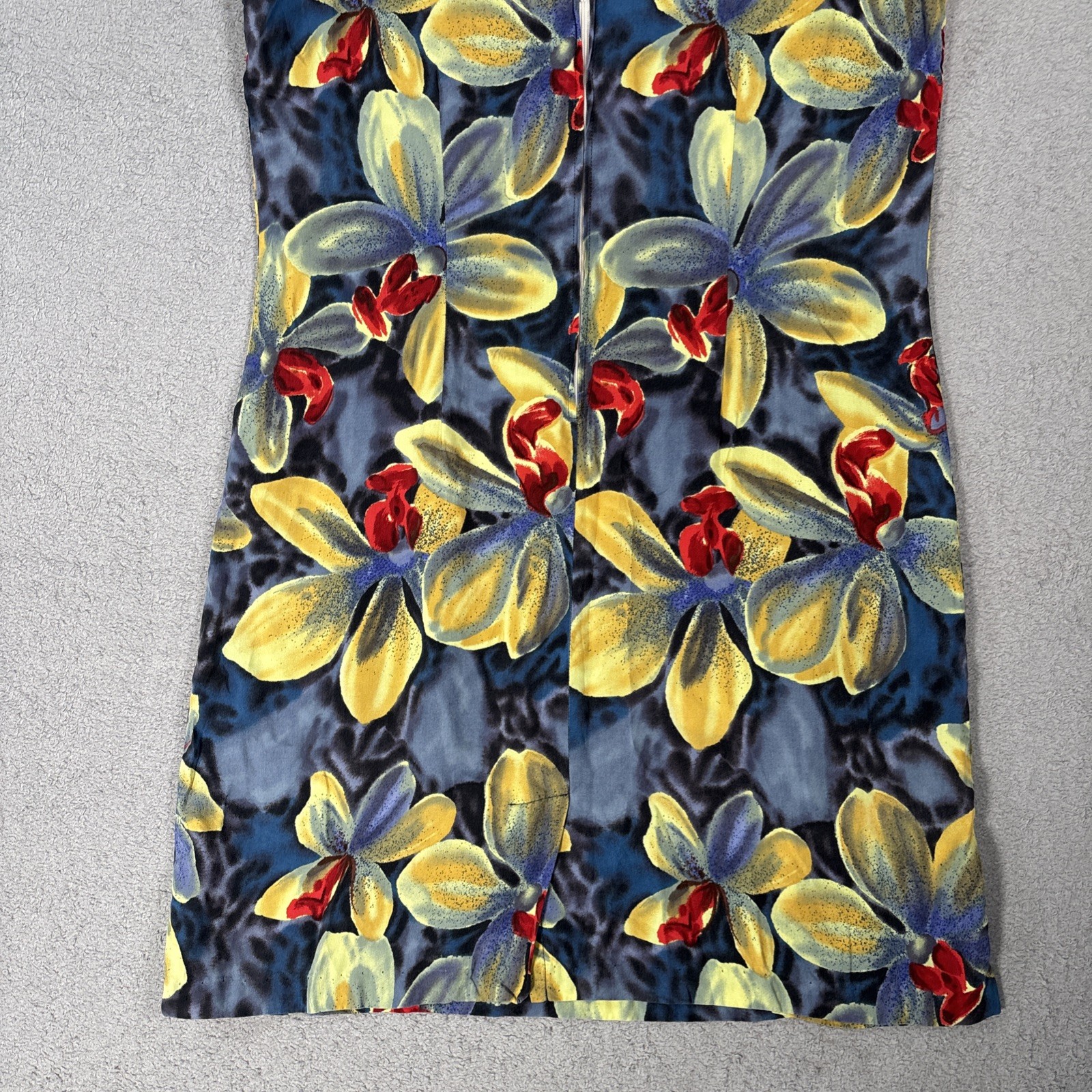 Vintage Paradise Found Hawaiian Mini Dress Women Size L Rayon Floral Aloha Retro