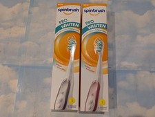 LOT 2 SPINBRUSH PRO WHITEN DUAL ACTION POWERED TOOTHBRUSH SOFT SILVER PINK