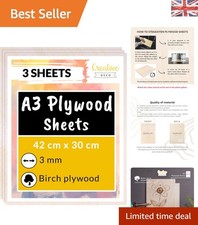 3x Baltic Birch Plywood A3 Sheets - Versatile for Arts, Crafts & Engraving