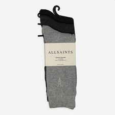 AllSaints - Ramskull Logo - Mens - Size: M/L 6-12 - 3 Pair of Crew Socks RRP £25