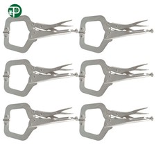 6Pack C-Clamps Locking Plier 11 Inch Adjustable Swivel Pad Locking For Workshop