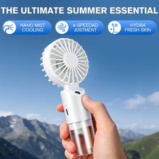 Portable 100Speed Personal Handheld Fan USB Rechargeable Mini Desk Fan w/Sprayer