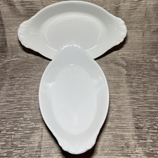 Pillivuyt Culinaire Set of 2 Au Gratin Dishes 9  x 5  White Porcelain France