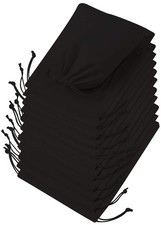 DR Black Cotton Drawstring Bags 8 x 10 Inch - 12 Pack Small Cinch Bag for S...