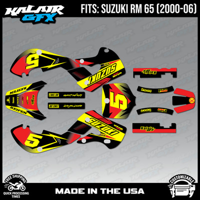 Graphics Kit for Suzuki RM65 RM 65 (2000-2006) Turbo Series - Yellow Red