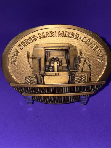 John Deere Maximizer Combines Vtg 1989 Belt Buckle Moline, IL JD - Picture 2 of 5