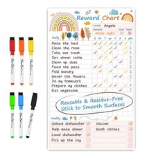 Clever Clean Dry Erase Chore Chart for Kids, Reusable Reward Chart, 8"x13"