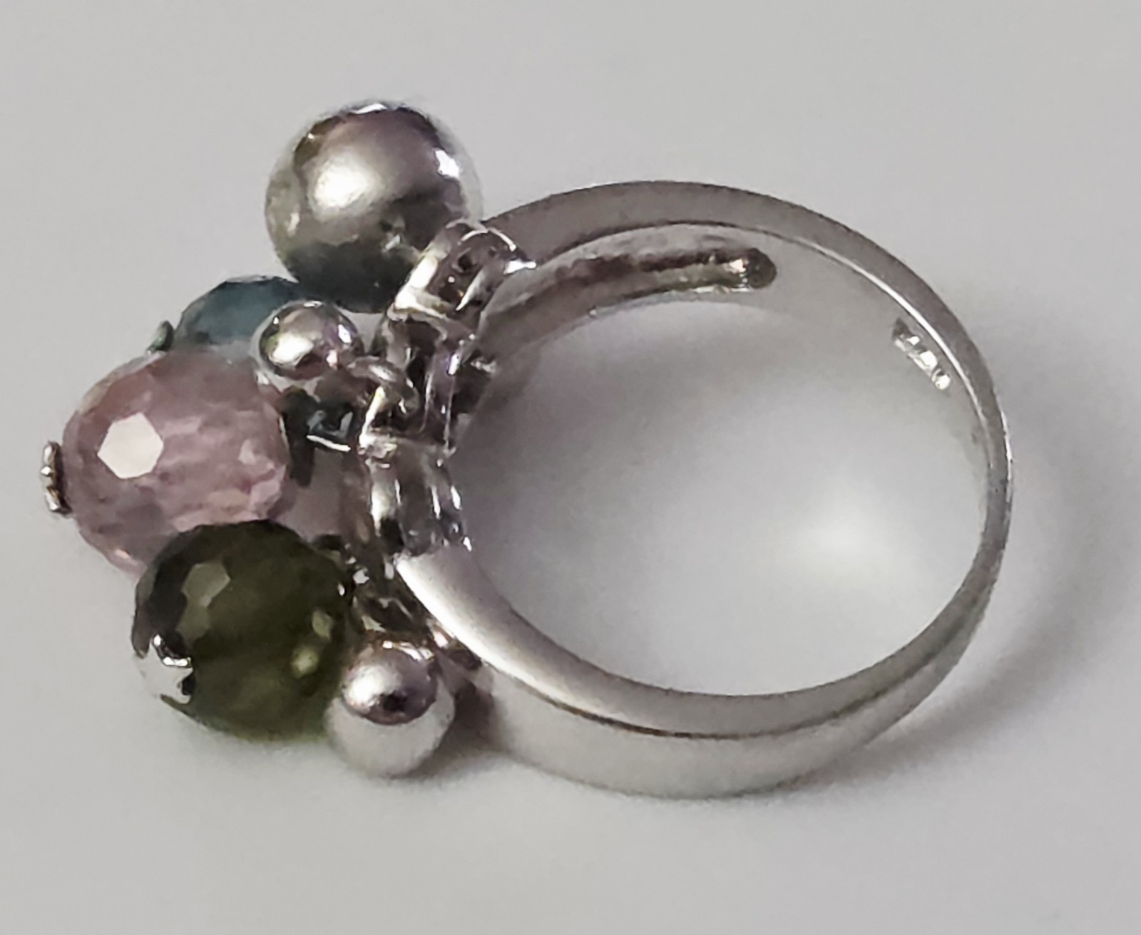 Silvertone & Multi Colored Crystal Dangle Faceted… - image 9