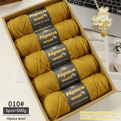 Alpaka Wolle Alpaca 5 x 100g 500g NS 4-5mm Strickgarn weich zum Stricken