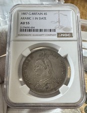 No.46 Victoria 1887 Silver Double Florin, NGC AU55
