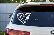 Dog Paw Print Love Heart, Vinyl Decal Sticker, Permanent Decal For Car Windows