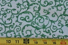 By 1/2 Yd, Green Scrolls on Cream Quilt Cotton/Signature Classics/Oakhurst/B1714