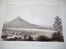 Antq Lithograph U.S.P.R.R. Exp Survey, "Mt Jefferson and Black Butte From Camp S