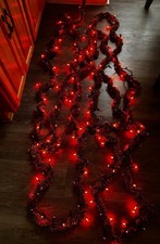 Orange and Black Halloween Garland with Lights - Over 50'