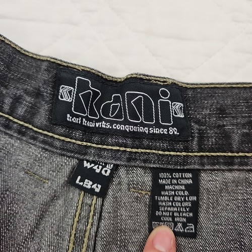 Karl Kani Y2K graue lockere Cargo Jeans Größe 40 x 34 weites Bein 100% Baumwolle - Bild 5 von 12