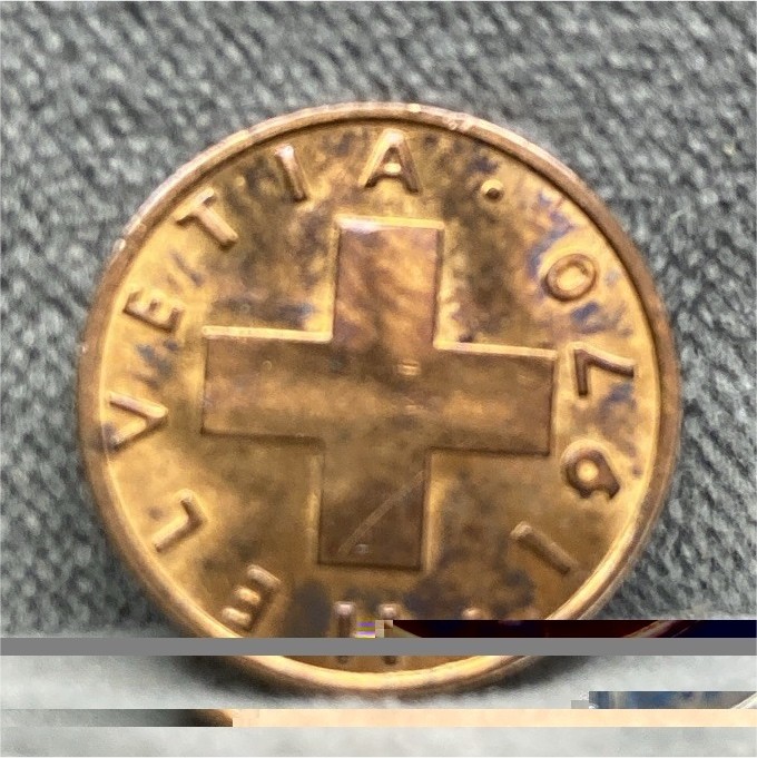 Switzerland 1 Rappen 1970 Bronze Coin KM# 21 Swiss Cross BN B Mintmark