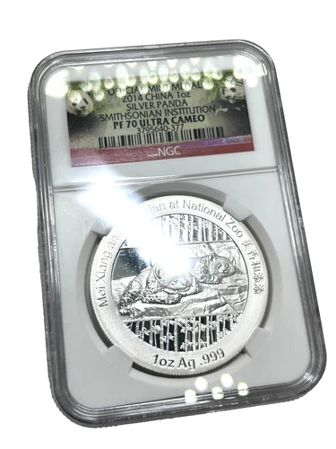 2014 China 1oz Silver Panda Smithsonian Institution Ultra Cameo NGC PF70 Proof