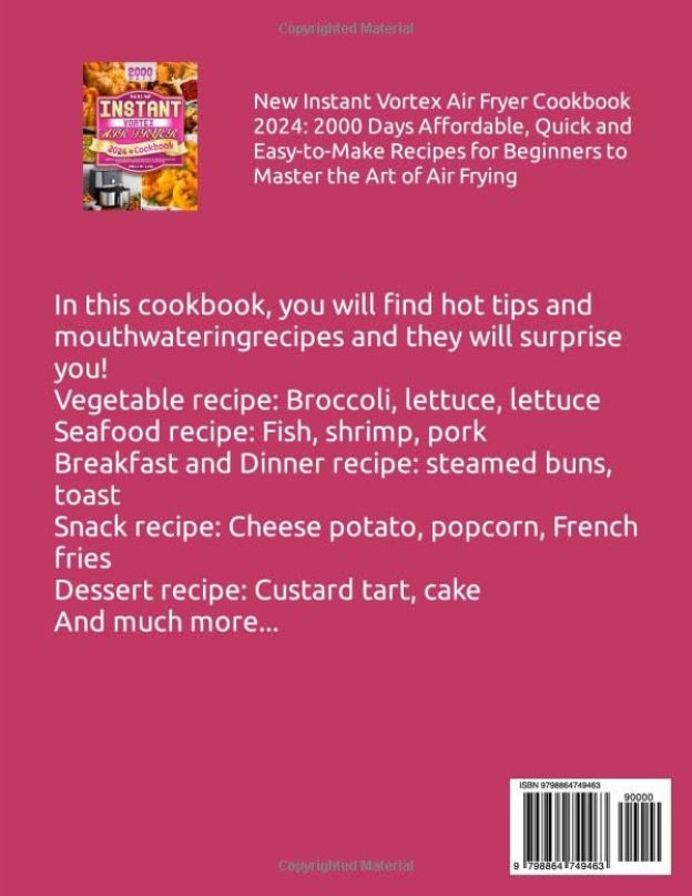 New Instant Vortex Air Fryer Cookbook for Beginners 2024 2000 Days