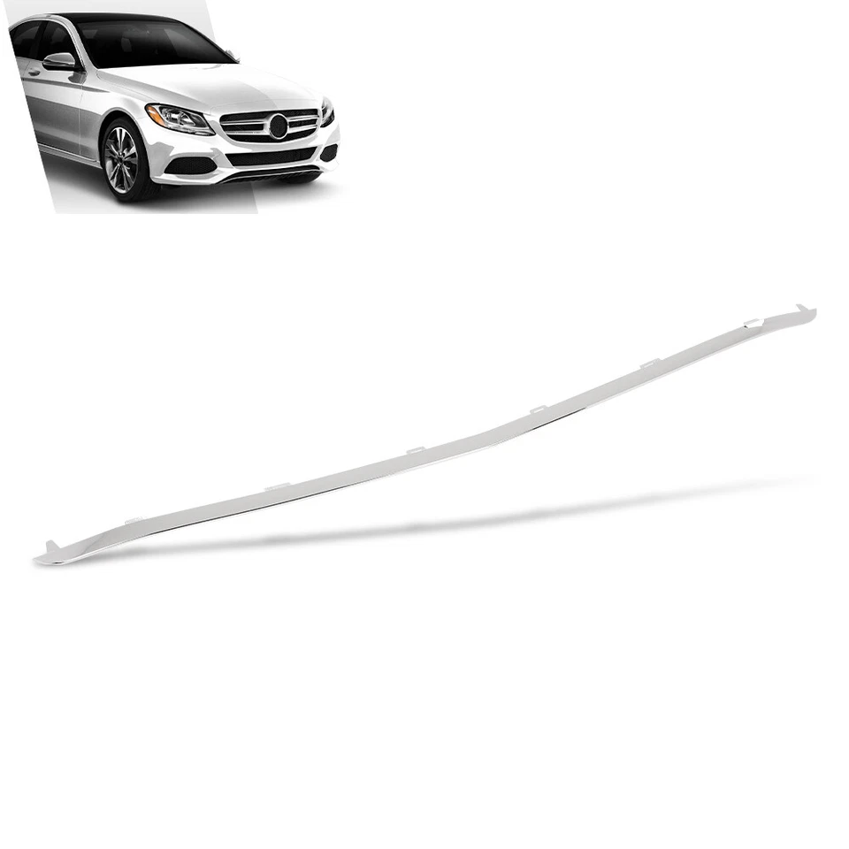 Front Bumper Lower Trim Silver Fit For 2015-2018 Mercedes Benz C300 2058853123 - Image 2 of 4