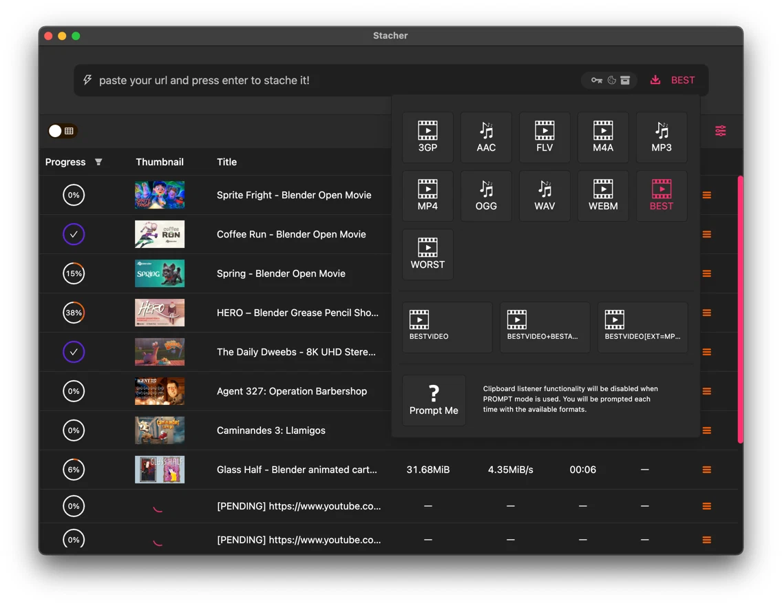 Stacher - Descargador y convertidor de video y audio para software YouTube CD DVD