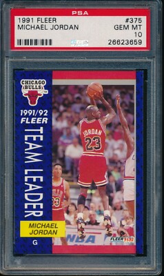 PSA 10 MICHAEL JORDAN 1991-92 Fleer TEAM LEADER Chicago Bulls HOF