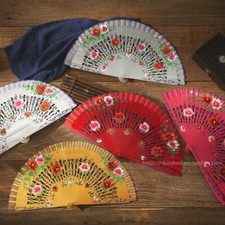 Hand Painted Spanish Style Fans Wooden Folding Custom Dance Fan Wedding Cosplay