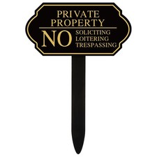 Private Property No Trespassing for House Yard No Soliciting No Loitering Sig...