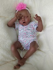 Bebé afroamericano dormido de 17 pulgadas piel negra niña recién nacida muñeca renacida juguete REGALO