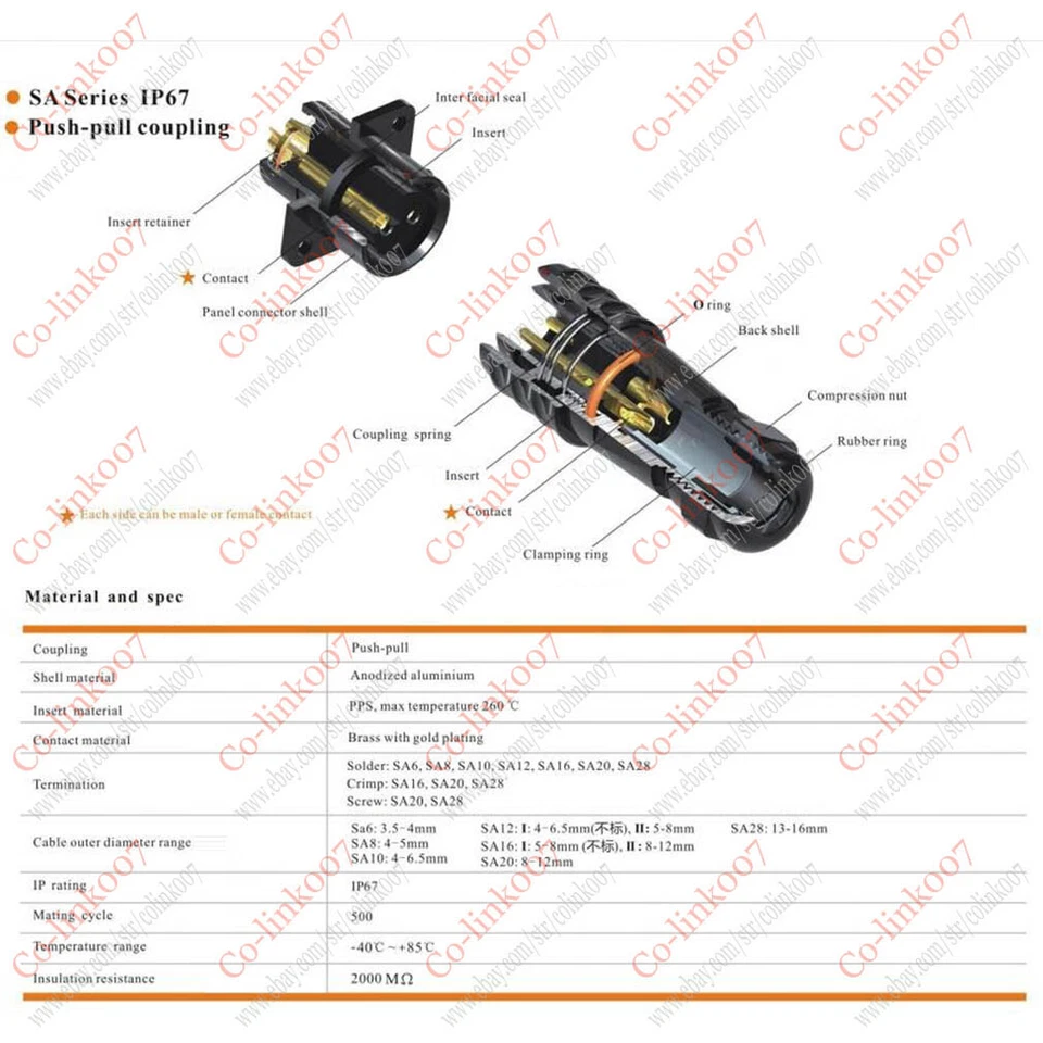 SA20 Connector,12 pins Aviation Industrial Waterproof Circular Power Plug Socket - Image 3 of 4