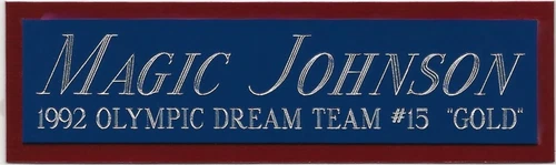 MAGIC JOHNSON LAKERS DREAM TEAM NAMEPLATE SIGNED-BASKETBALL-JERSEY-PHOTO-FLOOR