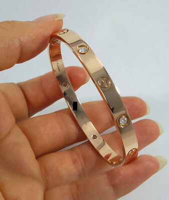 CARTIER LOVE BRACELET 4 DIAMOND 18K RG NEW VERSION SIZE 18 W/ BOX